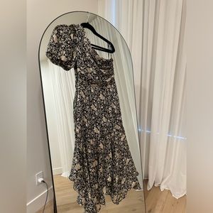 SANTORINI FLORAL ONE SHOULDER MIDIDRESS